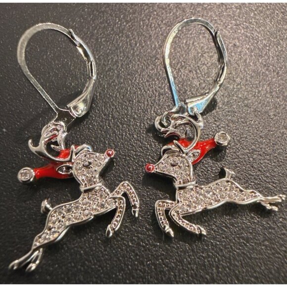 Fashion Jewelry Jewelry - Rhinestone Reindeer Holiday Dangle Earrings Jewelry